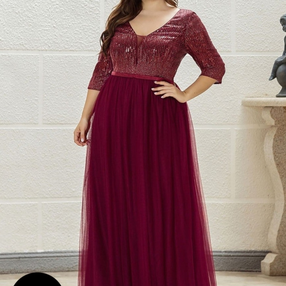 Chic Long Sleeve Burgundy Dress